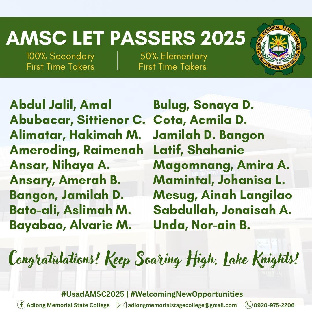 Congratulations AMSC LET Passers 2025